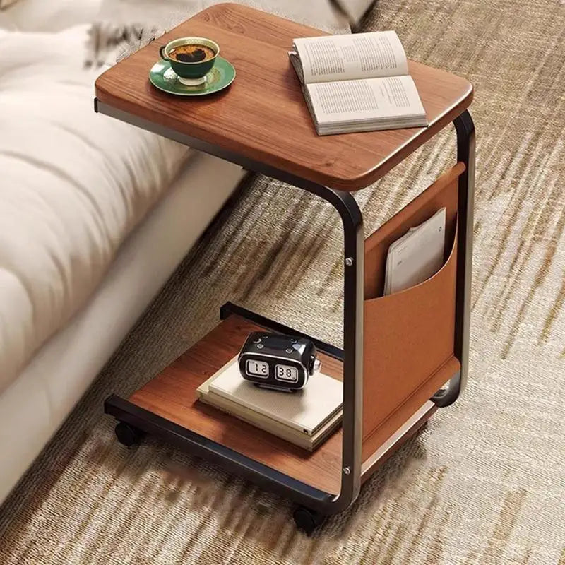 C Shape Double Layer Movable Simple Square Small Side Table