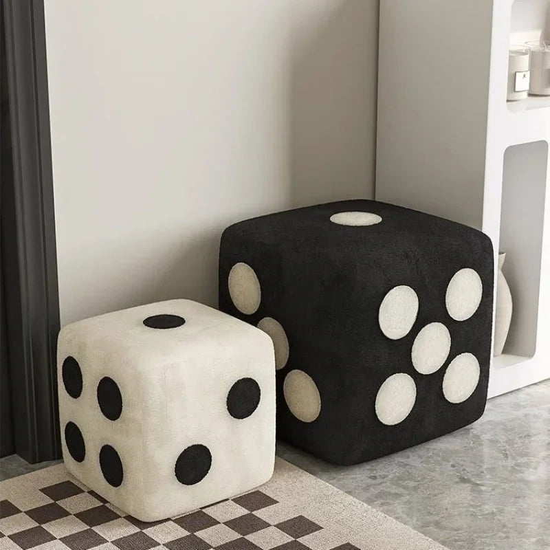 Black-s Lamb Velvet Household Dice Shoe Stool