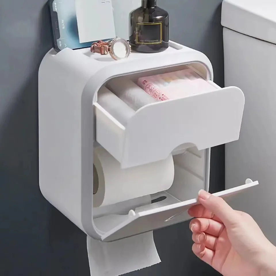 Storage Box Toilet Paper Organizer Waterproof High Capacity