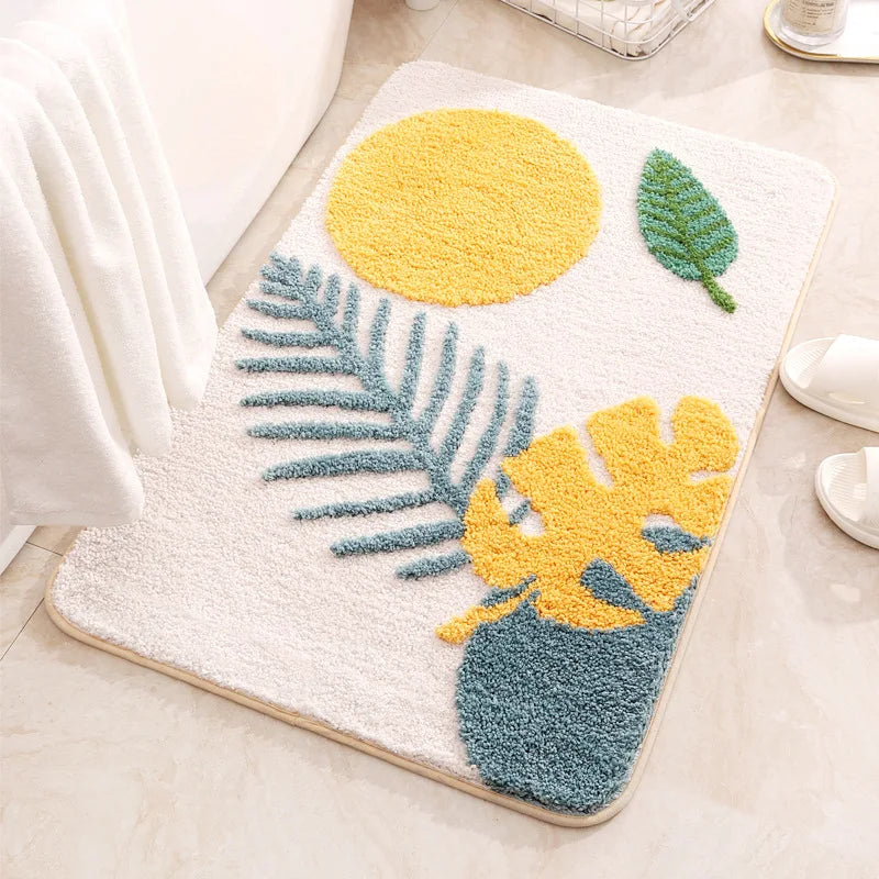 Inyahome Leaves Bathroom Rugs