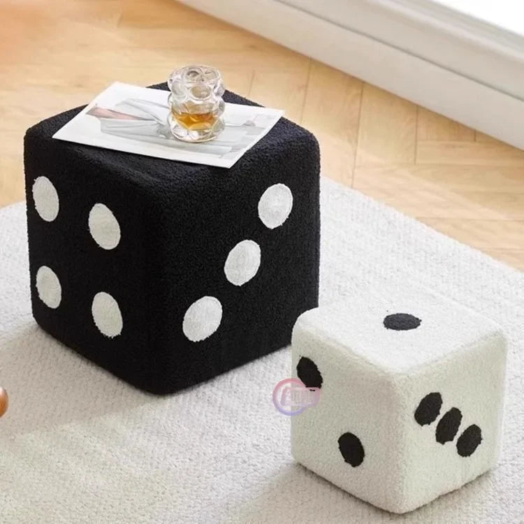 Black-s Lamb Velvet Household Dice Shoe Stool
