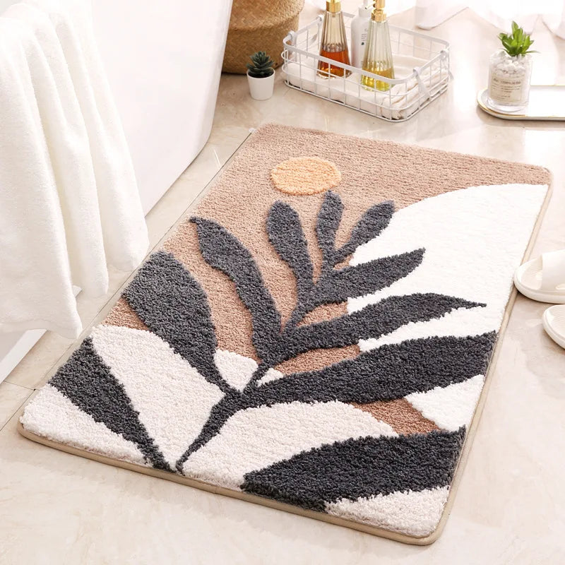 Inyahome Leaves Bathroom Rugs