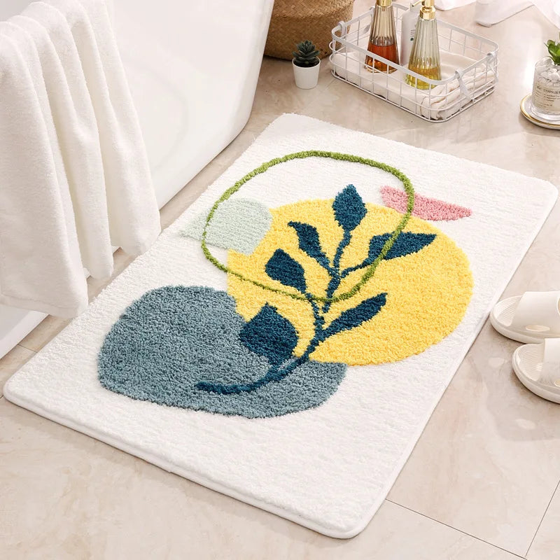 Inyahome Leaves Bathroom Rugs