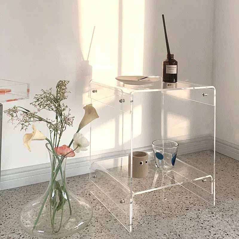 Acrylic Double-deck Storage Tea Tables