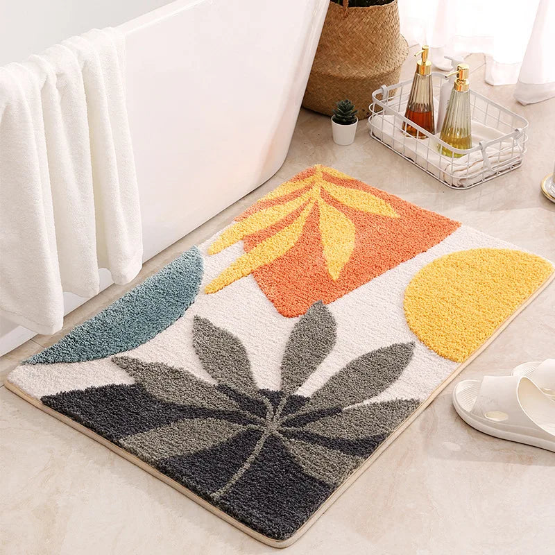 Inyahome Leaves Bathroom Rugs