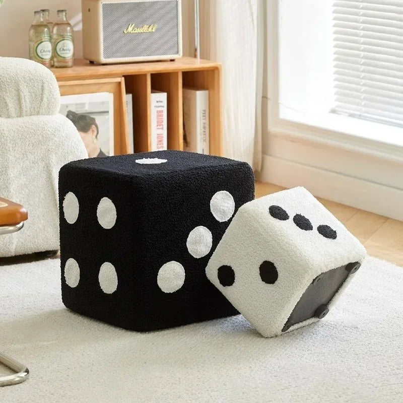 Black-s Lamb Velvet Household Dice Shoe Stool