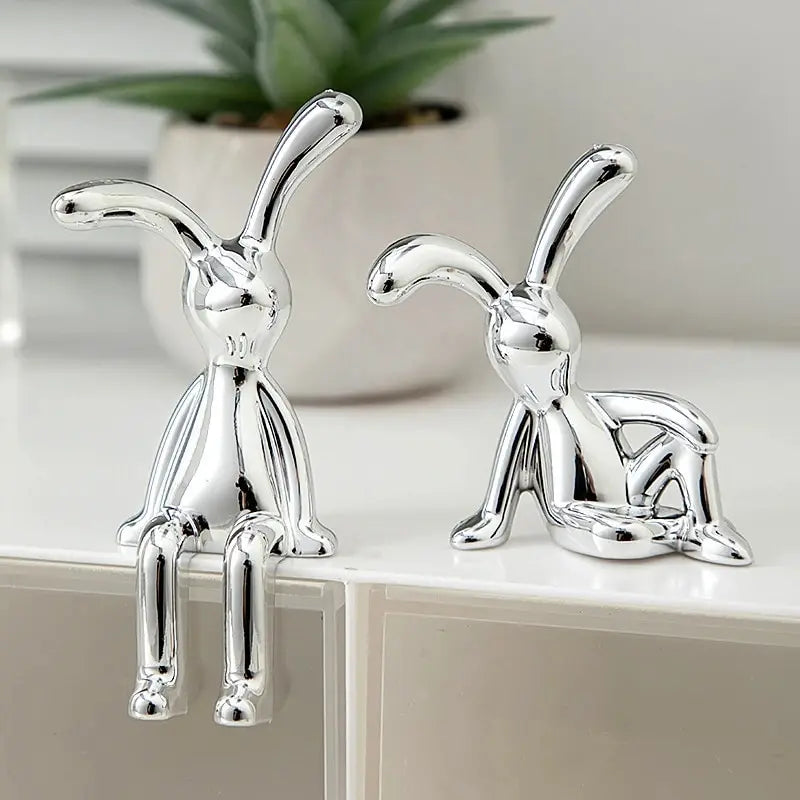 2Pc Long-Eared Rabbit Double Statue