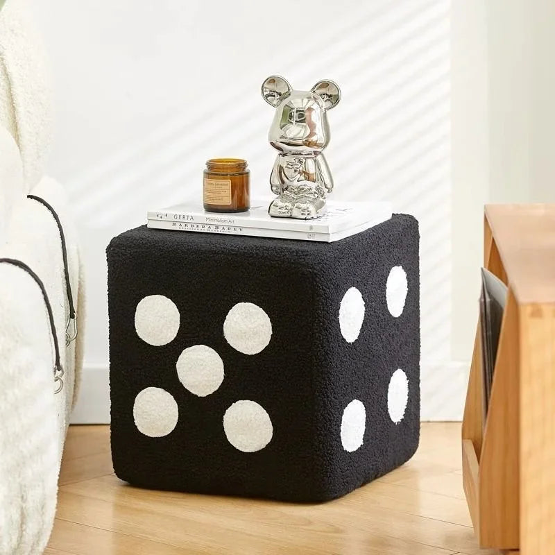 Black-s Lamb Velvet Household Dice Shoe Stool
